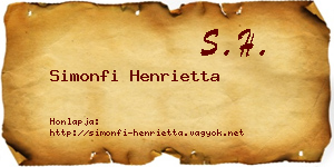 Simonfi Henrietta névjegykártya